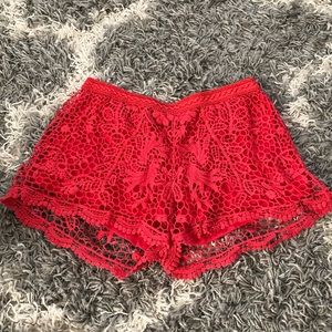 Coral Red Mossimo Crochet Summer Shorts